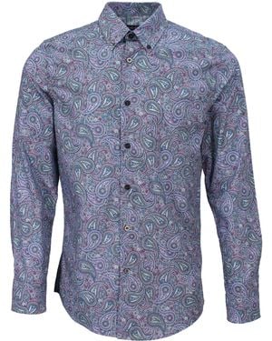 lords of harlech Morris Trippy Paisley Shirt - Blue