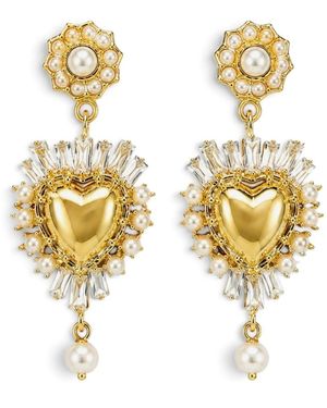 Vstyle Divina Pearl Sacred Heart Earrings - Metallic