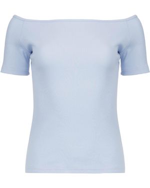 Conquista Soft Blue Off-Shoulder Cotton Top