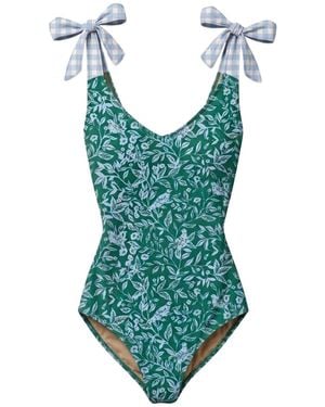 Lime Ricki Swimwear Avery Shoulder-Tie One-Piece - Blue
