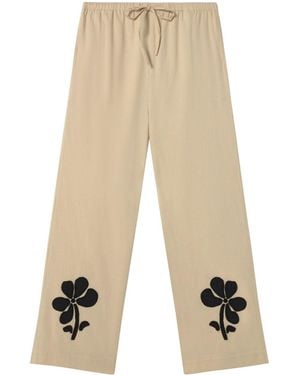Thinking Mu Neutrals Relaxed Patched Brigitte Pants - Natural