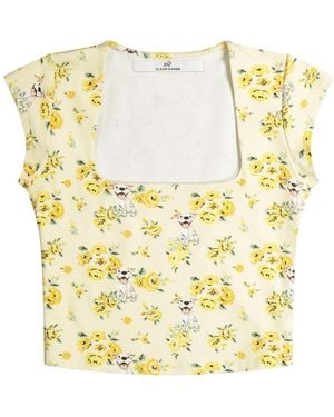 Cloud Haven Smiling Pit Square Neck Tee - Yellow