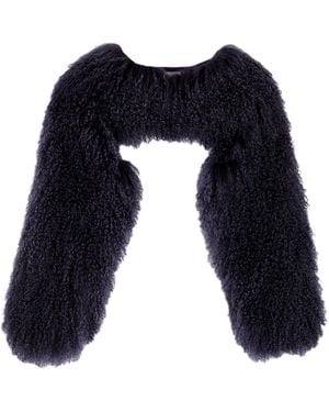 Shaded the Label Lamorna Mongolian Shearling Multiway Micro Jacket - Blue