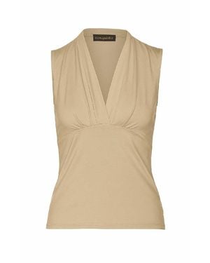 Conquista Neutrals- Jersey Cotton-Blend Sleeveless Top With Elastane - Natural