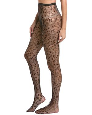 HIGH HEEL JUNGLE by KATHRYN EISMAN Leopard Print Fishnet Tights - Brown