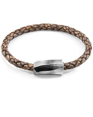 Anchor and Crew Taupe Hayling & Braided Leather Bracelet - Gray