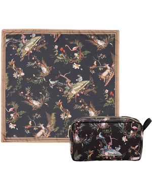 Fable England Neutrals Wonderland Wash Bag & Wonderland Toile Square Scarf Set - Grey