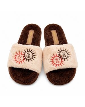 Amélie Alvari Sun Embroidered Slide - Brown