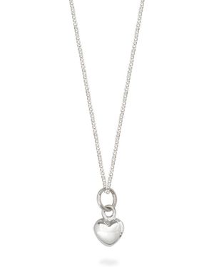 Lime Tree Design Tiny Heart Charm Necklace Sterling - Metallic