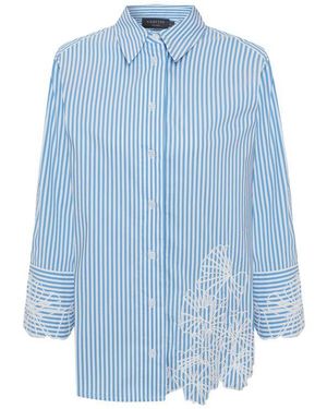 Exquise Regular Floral Embroidered Striped Eden Shirt - Blue