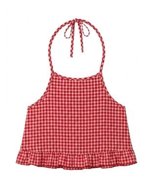 Montce Micro Gingham Brooklyn Cropped Top - Red