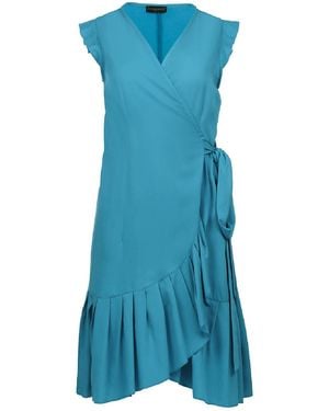 Conquista Sleeveless Ruffled Wrap Dress - Blue
