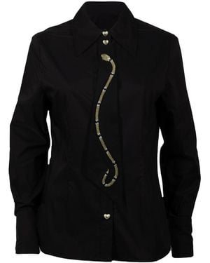 Laines London Laines Couture Hand Embellished & Snake Tie Shirt - Black