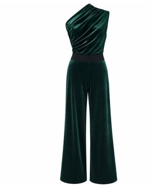 Me & Thee Off The Wall Velvet Jumpsuit - Blue
