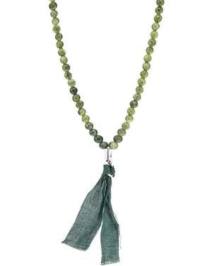 Anchor and Crew Jade Luke, Stone & Cotton Voile Skinny Necklace X Wrap Bracelet - Metallic