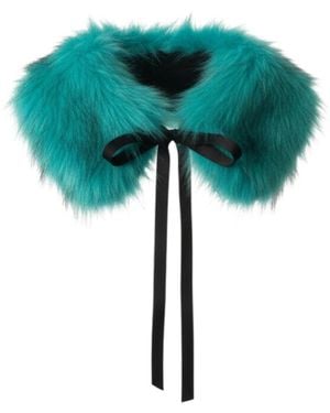 Julia Allert Tie-Front Fur Collar Stole - Green