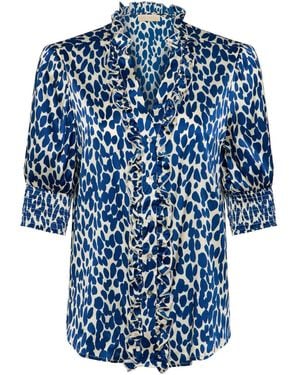 Guinea London And Cream Stretch Silk Blouse - Blue