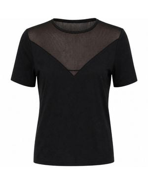 Marianne by Marie Jordane Devon Organic Cotton T Shirt With Sheer Panel - Black
