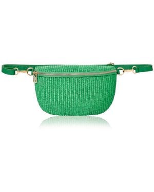 Betsy & Floss Enna Raffia Crossbody And Waist Bag - Green