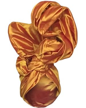 Romer Millinery Twisturban Turban Xl Crescent Silk Shantung Saffron - Orange