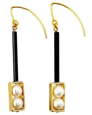 Aracheli Studio Long Art Deco Pearls Earrings - Metallic