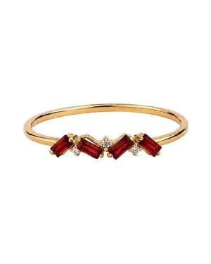 Belinda Jewelz Garnet Full Baguette Birthstone Ring - Metallic