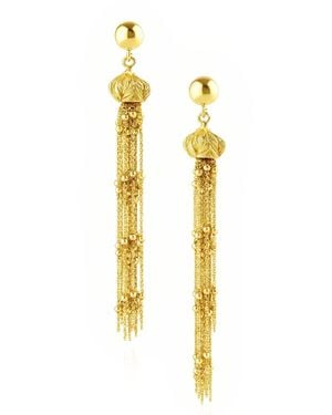 Unaloe Plated Long Tassel Earrings – Statement Chain Drop Design – Handmade Italian Jewellery For - Metallic