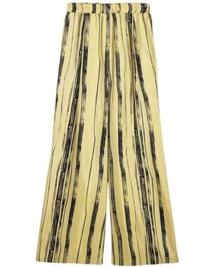 Nocturne Striped-Wide-Leg Pants - Yellow