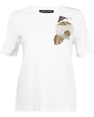 Laines London Laines Couture Embellished Pina Colada T-Shirt - White