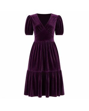 Yumi' Velvet Midi Dress - Purple