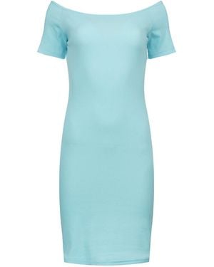Conquista Ribbed Cotton-Blend Off-Shoulder Dress - Blue