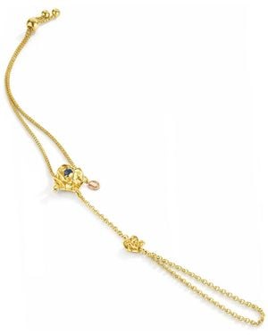 Unaloe Plated Rose Hand Chain With Sapphire – Luxury Designer Hand-Kissed Jewellery For - Metallic