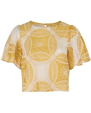 Traffic People The Briefest Of Moments Floral Mesh Rene Blouse - Yellow