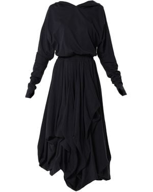 Metamorph Hooded Midi Dress - Black