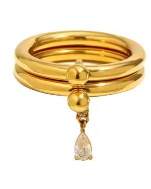 Olivia Le Stacked Layered Jewel Charm Ring - Yellow