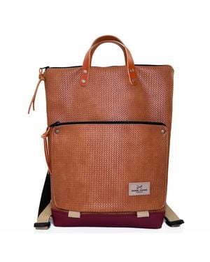 Daniel Chong Waterproof Iconic Book Holder Backpack With Double Zipper - Brown
