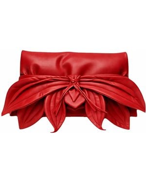 Julia Allert Petal Faux Leather Evening Clutch Bag - Red