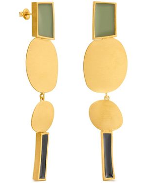 Joidart Extra-Long Golden Earrings Collage Multicolored - Metallic