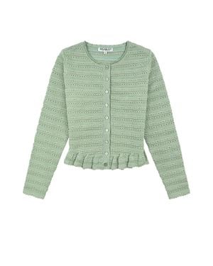 Rave on Trend Pointelle Cardigan - Green