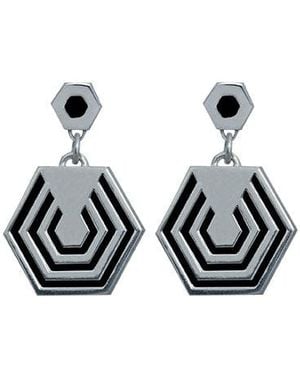 Edge Only Hexagon Drop Earrings - Black