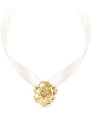 Astor & Orion Poppy Flower Satin Ribbon Choker Necklace - Metallic
