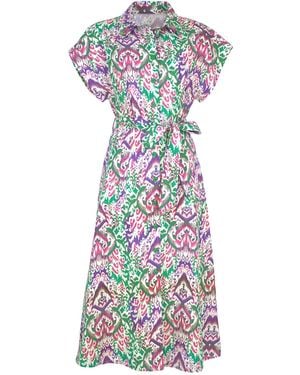 Lalipop Design Multi-colour Pattern Print Cotton Shirt Dress - Blue