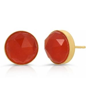 Heather Hawkins Jewelry Rose Cut Carnelian Oversized Studs - Orange
