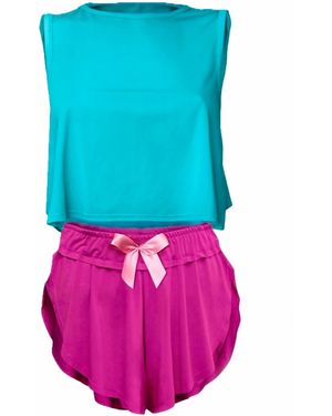 Loreen Label Bamboo Crop Top & Butterfly Shorts - Blue