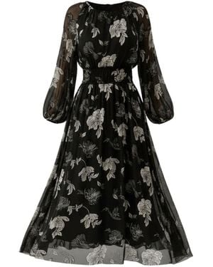 IZABELA MANDOIU Midi Dress With Floral Print - Black