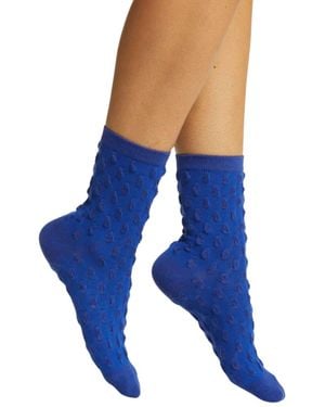 HIGH HEEL JUNGLE by KATHRYN EISMAN Waffle Combed Cotton Socks - Blue