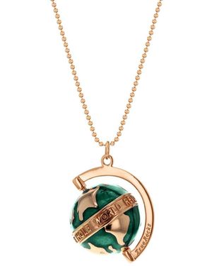True Rocks Rose Small Spinning Globe Pendant 18Kt Rose Plated & Enamel - Metallic