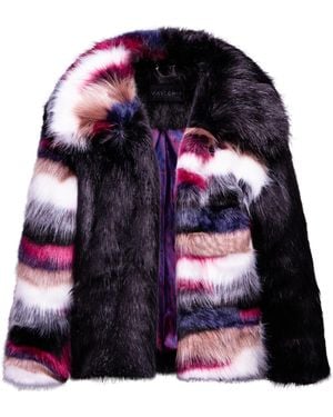 VASEGHIA Ormerod Pattern Vegan Faux Fur Coat - Black