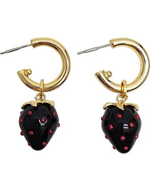 Farra Strawberry Dangle Hoop Earrings - Metallic