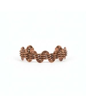Anatoliacraft Handwoven Copper Loop Cuff Bracelet - Brown